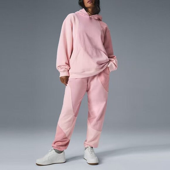 ALO color-blocked hooded sweatshirt, relaxed sports and fitness top - Picture 1 of 4